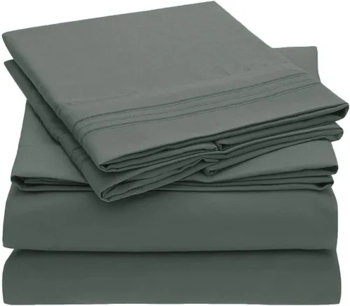 Vista 10 de Home Must Haves Juego de ropa de cama de lujo bordada de color liso 2000, extra suave, acogedor, bolsillo profundo de 12 pulgadas con fundas