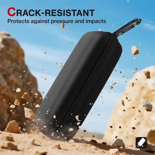 Vista 5 de Estuche doble para lentes, carcasa rígida para lentes duales, organizador portátil de lentes de sol de viaje con cierre de cremallera para mujeres
