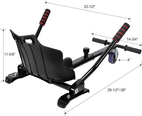 Vista 7 de Accesorio de asiento para aeropatineta de 6.5 a 10 pulgadas, kit de conversión de JULYFOX Buggy Go Kart, rueda giratoria, longitud ajustable