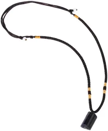 Vista 4 de CIFIBIFUN Collar de turmalina negra 2021, colgante de pilar de cristal, piedra natural original, protección metafísicamente psíquica, Piedra