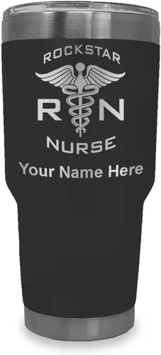 Vista 13 de LaserGram RN Rockstar - Vaso aislado al vacío de 20 onzas, grabado personalizado incluido (negro)