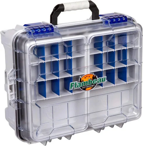 Vista 9 de Flambeau Outdoors 3000WPNC Maletín impermeable 3000, caja portátil impermeable para aparejos con bandejas, gris/transparente