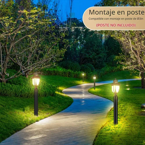 Vista 8 de Luces de poste para exteriores del anochecer al amanecer, cableado de 120 V con base de montaje en muelle, linterna de poste antioxidante, lámpara