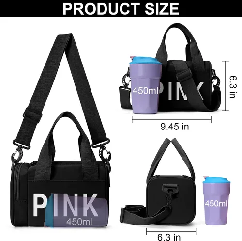 Vista 5 de Mini bolsa cruzada pequeña para gimnasio para mujeres y hombres, bonita bolsa de lona pequeña, bolsa deportiva estética, bolsa de gimnasio