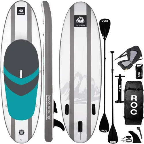 Vista 26 de Roc Tabla de remo inflable con accesorios de tabla de remo de SUP de alta calidad, diseño amplio y estable, cubierta antideslizante y cómoda