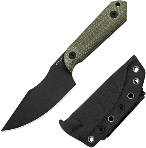 Vista 12 de Kizer Mini Harpoon Cuchillo de hoja fija con funda, cuchillo de caza de hoja de 3 V con mango de micarta, cuchillos pequeños EDC de hoja fija
