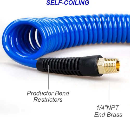 Vista 4 de Kit de accesorios para compresor de aire de 18 piezas, kit de manguera de compresor de aire de polímero retráctil de 1/4 pulgadas x 25 pies Azul
