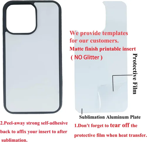 Vista 3 de JUSTRY 5 fundas negras de sublimación para teléfono compatibles con Apple iPhone 13 Pro Max, 6.7 pulgadas (2021), fácil de sublimar bricolaje, 2