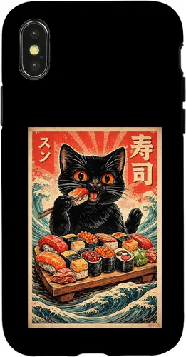 Vista 5 de Cute Kawaii Sushi Cat Funny Japanese Cat Eating Sushi Case for iPhone XR