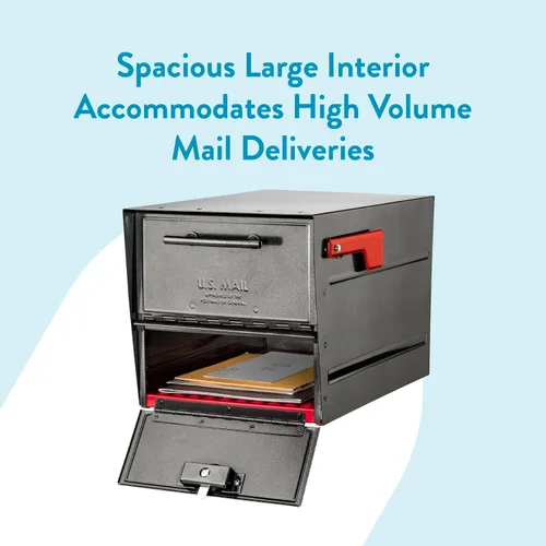 Vista 3 de Architectural Mailboxes Oasis® Eclipse™ Buzón Seguro con Cerradura Aprobado por USPS, Resistente, Anti-Robo de Acero Montado en Poste para Exterior