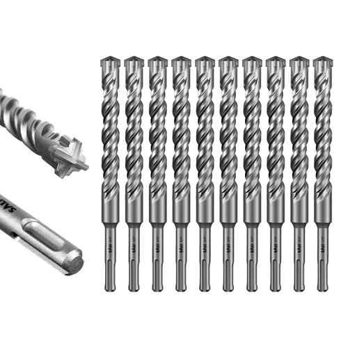 Vista 44 de SALI 10 brocas de martillo giratorio SDS Plus de 1/2 x 6 pulgadas, kit de broca para hormigón, material de carburo de doble rosca de tipo cruzado
