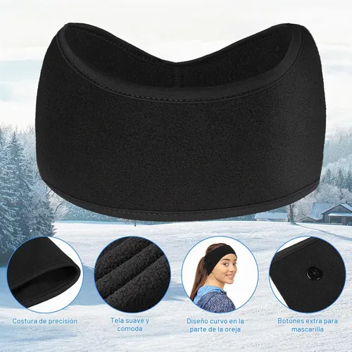 Vista 4 de 8 Piezas Diademas Calentadoras de Orejas con Botones Orejeras de Vellón Diadema para Correr en Invierno Banda Elástica Cubreoreja Elástico
