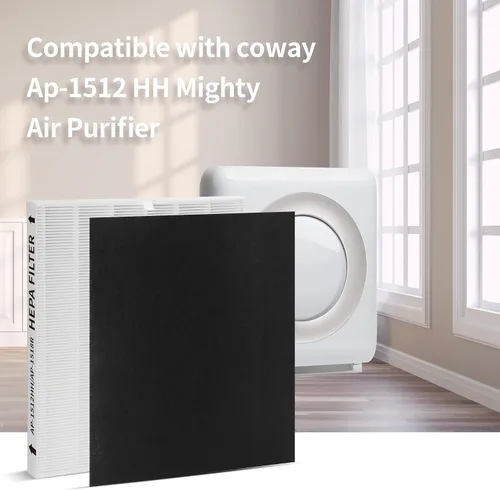 Vista 2 de Paquete de 2 filtros de repuesto AP-1512HH, compatibles con Coway AP-1512HH Mighty Purifier, parte # 3304899, con 4 filtros de carbono adicionales