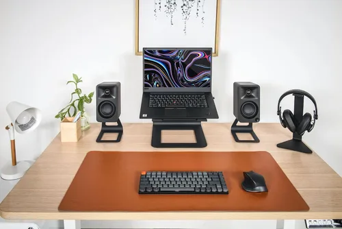 Vista 9 de Kanto SE2 Soportes elevados para altavoces de escritorio para altavoces pequeños - 2 unidades (negro)
