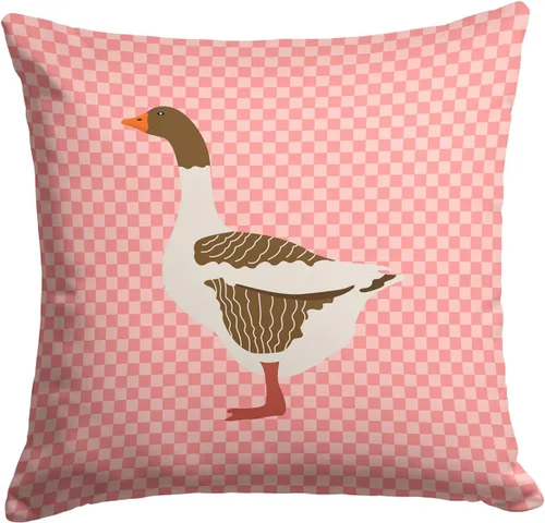 Vista 253 de Caroline's Treasures BB8163PW1414 Beltsville - Almohada decorativa de tela a cuadros pequeños, color blanco, pavo y gallina azul, lavable a máquina