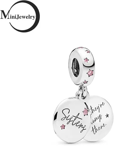 Vista 2 de MiniJewelry Forever Sister Love - Dije colgante de corazón para pulseras collares colgantes de circonita cúbica rosa regalo para hija nieta familia