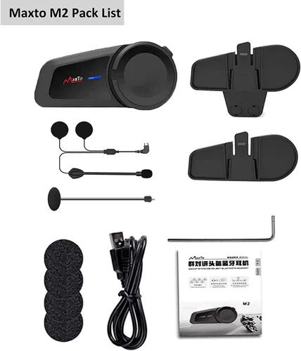 Vista 8 de QSPORTPEAK M2 - Kit de intercomunicación Bluetooth para casco de motocicleta, sistema de comunicación Bluetooth 5.0 de 1000 M hasta 6 conductores
