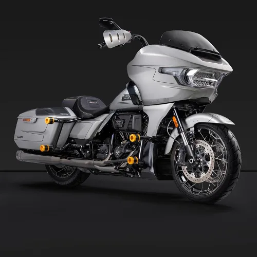 Vista 4 de Advanblack ProTek - Deslizadores de barra de choque Harley mecanizada de 1.25 pulgadas, rueda decorativa giratoria para protector de motor delantero