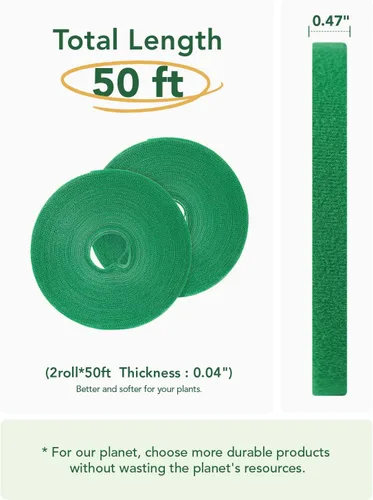 Vista 5 de LE TAUCI Lazos para plantas, cinta de jardín para plantas, soporte reutilizable ajustable más grueso para el crecimiento, agarre fuerte, enredaderas