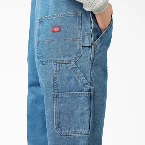 Vista 5 de Dickies, Overol de jean con pechera para mujer Desteñido (Bleach Wash)