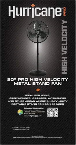 Vista 8 de Hurricane Pro Ventilador de pie oscilante de metal de alta velocidad con configuración de 3 velocidades, 20" - Unidad de pedestal de enfriamiento