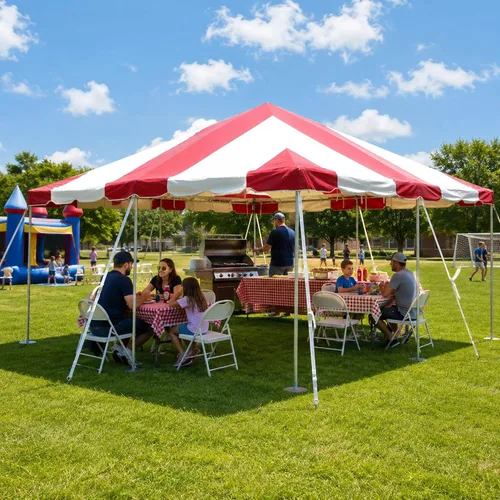 Vista 29 de Party Tents Direct Carpa para Fiesta de 20x30 - Marco de Acero - Gazebo al Aire Libre, Pabellón, Sombrilla para Sol, Refugio para Acampada - Verde