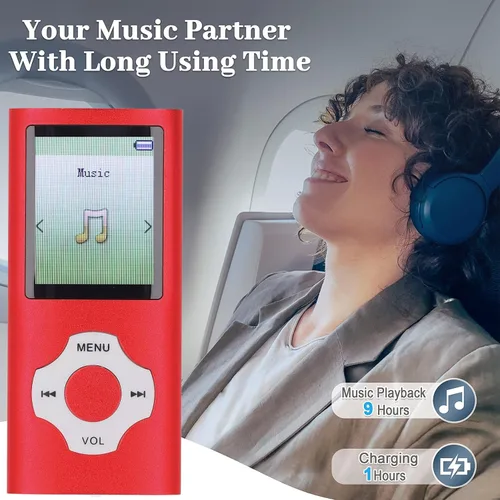 Vista 4 de Reproductor MP3 MP4 con Bluetooth 5.0, reproductor de música portátil de alta fidelidad sin pérdidas con altavoz, reproductor de música de video