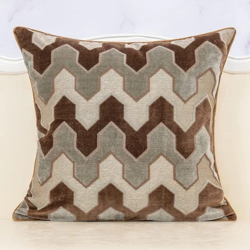 Vista 11 de Alerfa Funda de cojín cuadrada de terciopelo con bordado geométrico a cuadros, funda de almohada decorativa moderna de lujo para sofá, sala