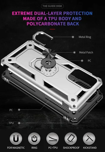 Vista 6 de Compatible con Samsung Galaxy A52 5G, A52S 5G, A52 4G, con protector de pantalla HD, anillo de metal giratorio de 360 grados, absorción de golpes