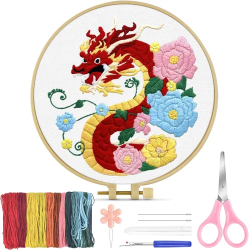 Vista 17 de TINDTOP Kit de Bordado para Principiantes Adultos, Kit de Bordado de Pájaros para Principiantes, Incluye Tela de Bordado Aros Hilos para Amantes