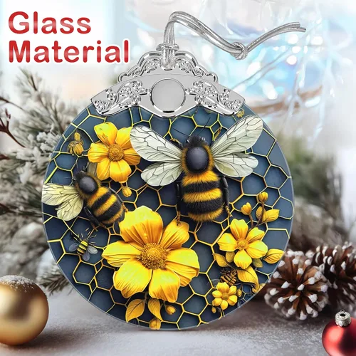 Vista 3 de Decoración navideña de abejas, adornos para árbol de vitrales, regalo de Navidad para amigos, familiares, compañeros de trabajo