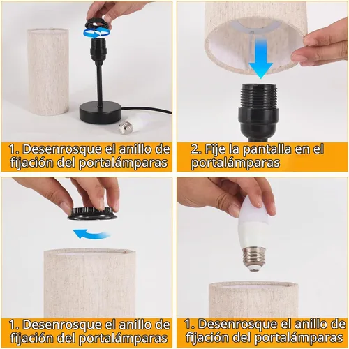 Vista 6 de RISLG Juego de 2 lámparas de mesa pequeñas para recámara, lámparas de noche para mesita de noche con interruptor de cable, lámparas de escritorio