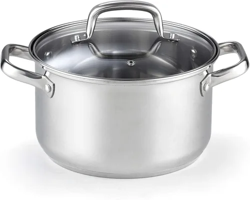 Vista 10 de Cook N Home Olla de acero inoxidable de 3 cuartos de galón, olla pequeña con tapa de vidrio, olla básica para saucier, asas de silicona que se