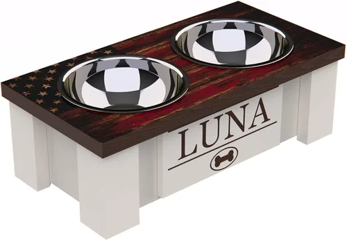 Vista 24 de GTW Soporte de Cuenco Elevado Personalizado para Perros Grandes, Medianos, Pequeños y Extra Pequeños - Cuencos de Acero Inoxidable para Comida