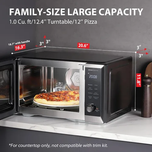 Vista 6 de TOSHIBA Combo de freidora de aire para horno de microondas y encimera, inversor, convección, asado, combo rápido, descongelación uniforme, sensor