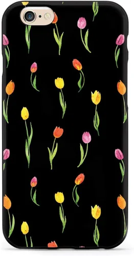 Vista 13 de Inspired Cases - Funda con textura 3D para iPhone Xs Max - Funda protectora de goma para Apple iPhone Xs Max - Patrón de tulipanes - Negro