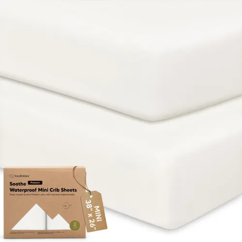 Vista 11 de 2 paquetes de sábanas ajustadas para mini cuna - 38x26 sábanas Pack N Play para colchón Pack and Play, algodón orgánico, ropa de cama transpirable