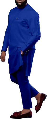 Vista 4 de Ropa africana para hombre, Bazin Riche Dashiki - Conjunto de 2 piezas, traje africano tribal