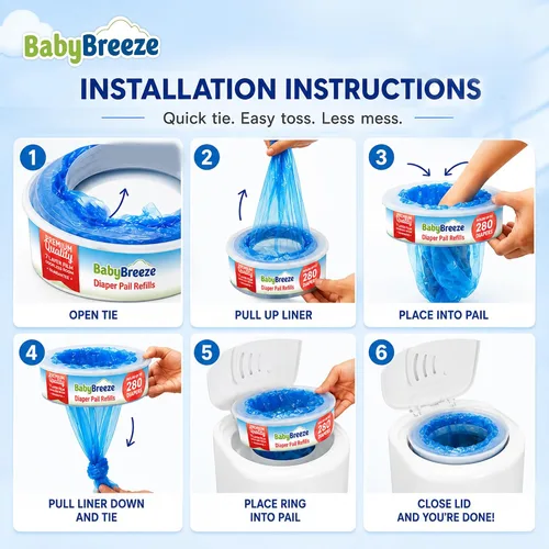 Vista 3 de BabyBreeze Bolsas de repuesto para pañales compatibles con Playtex Diaper Genie Pails bolsas de basura absorbentes de olores, 840