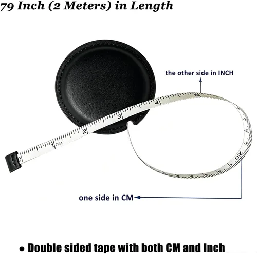 Vista 2 de Cinta métrica de cuerpo para coser a medida de tela, cinta métrica para mediciones médicas corporales, 60 pulgadas/4.9 ft, regla retráctil de doble