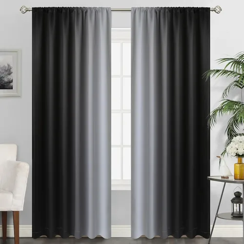 Vista 43 de SimpleHome Cortinas Pequeñas Negras Impermeables con Bolsillo para Barra Suave para Cocina, Cortinas Impermeables con Bolsillo para Barra