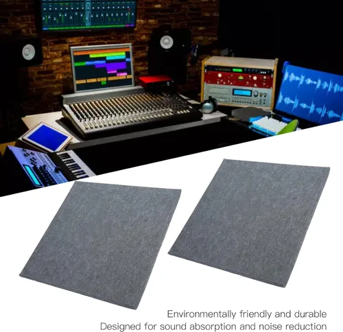 Vista 9 de 12Pcs Acoustic Panels, Polyester Fiber Sound Absorption Panel, Cutable Noise Reducing Foam for Rehearsal Rooms, Home Studio, Office and TV Wall with