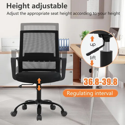 Vista 6 de PayLessHere Silla de oficina para computadora, silla ergonómica de malla, respaldo medio, silla giratoria para oficina en casa, silla de escritorio