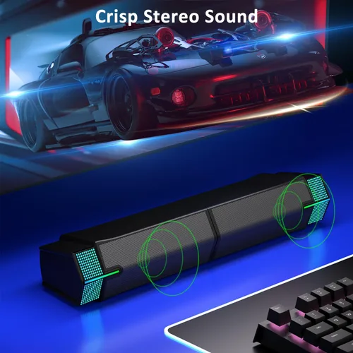 Vista 3 de Jeecoo Altavoces Bluetooth M20 para Computadora para Monitor de Escritorio de PC, Barra de Sonido para PC Gaming - Con Cable USB, Excelente Sonido