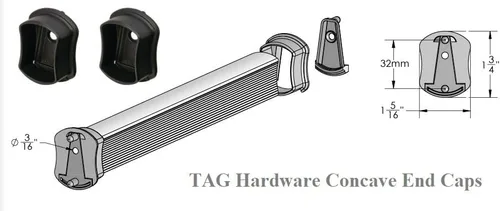 Vista 2 de TAG Hardware - 1 par de bridas de soporte de extremo cóncavo para armario (Negro)