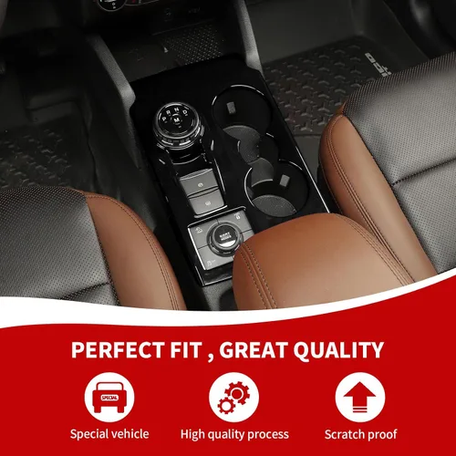 Vista 4 de RAZPOY Ajuste de panel de cambio Panel de centro de consola Portavasos Compatible con Ford Bronco Sport 2021-2024, Negro