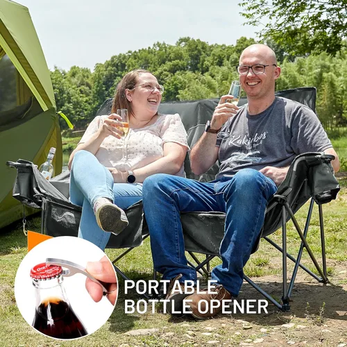 Vista 6 de Timber Ridge Silla de Campamento Doble, Sofá de Campamento Plegable para Exteriores de Servicio Pesado, Sillas de Campamento Tipo Loveseat Perfectas