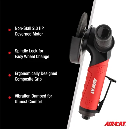 Vista 5 de AIRCAT Herramientas neumáticas 6380: Amoladora angular resistente de 2.3 HP de 5 pulgadas 12.000 RPM