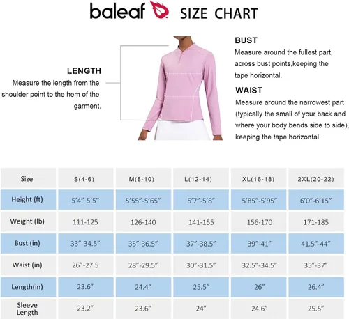 Vista 7 de BALEAF Camisetas de manga larga para mujer, tenis y golf, UPF 50+ con cremallera de 14, de secado rápido