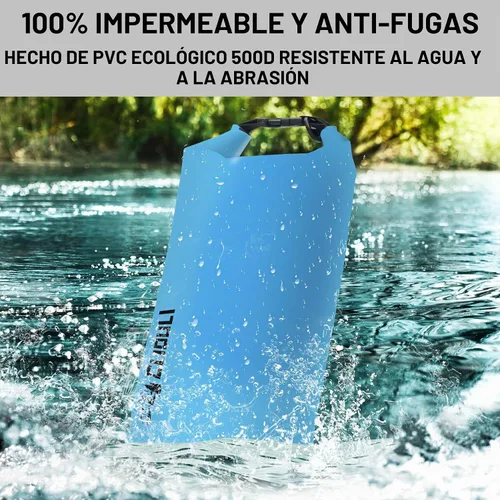 Vista 2 de Bolso impermeable y flotante de Cliduli, mochila impermeable enrollable azul pequeña de 2L/5L/10L/20L/30L/40L, bolsas flotantes ligeras para kayak